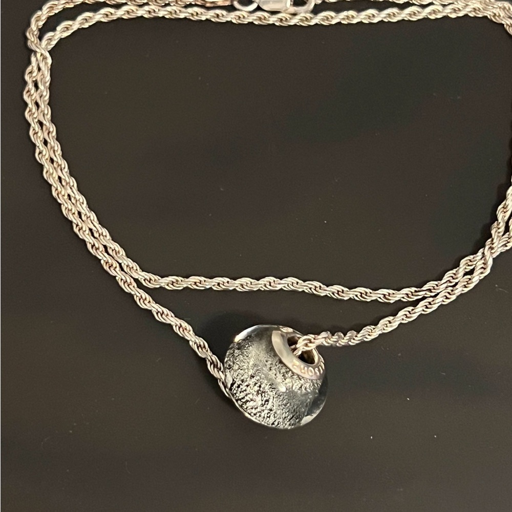 Pandora style bead necklace sterling silver NWOT